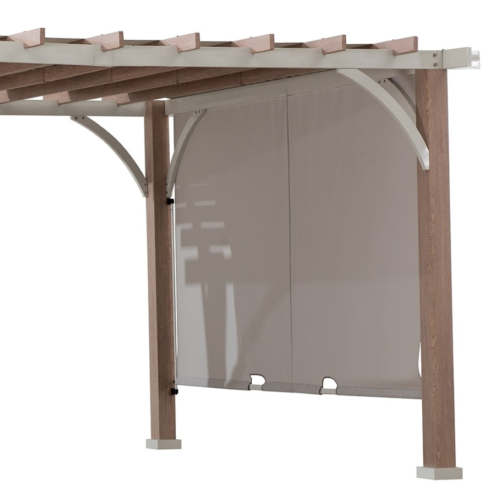 SUNJOY 12x14 Pergola with Sliding Shade Roof & Woodgrain Steel Frame