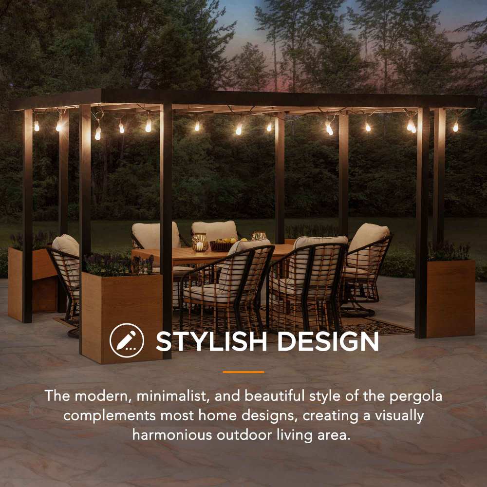 SUNJOY 10x12 Metal Garden Pergola Kit with Planters.