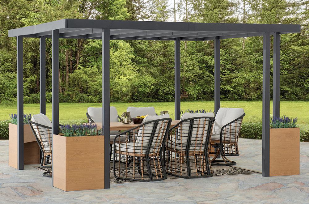 SUNJOY 10x12 Metal Garden Pergola Kit with Planters