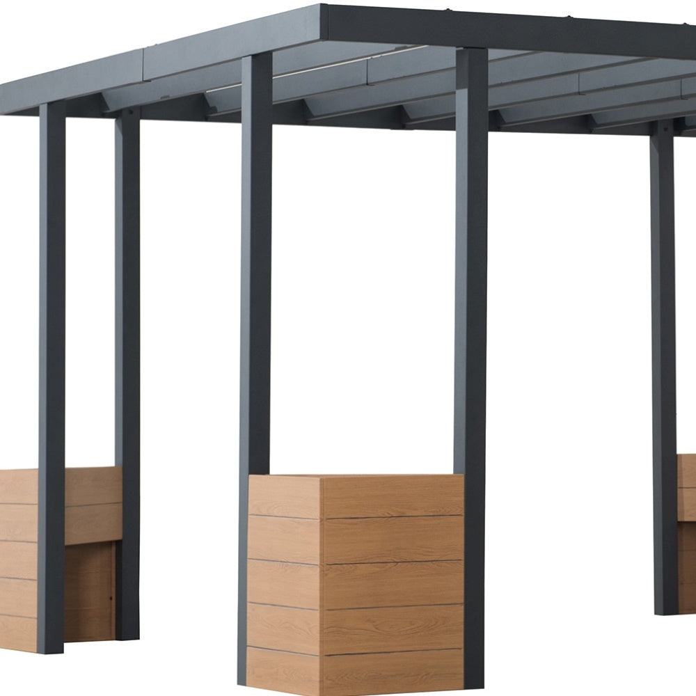 SUNJOY 10x12 Metal Garden Pergola Kit with Planters
