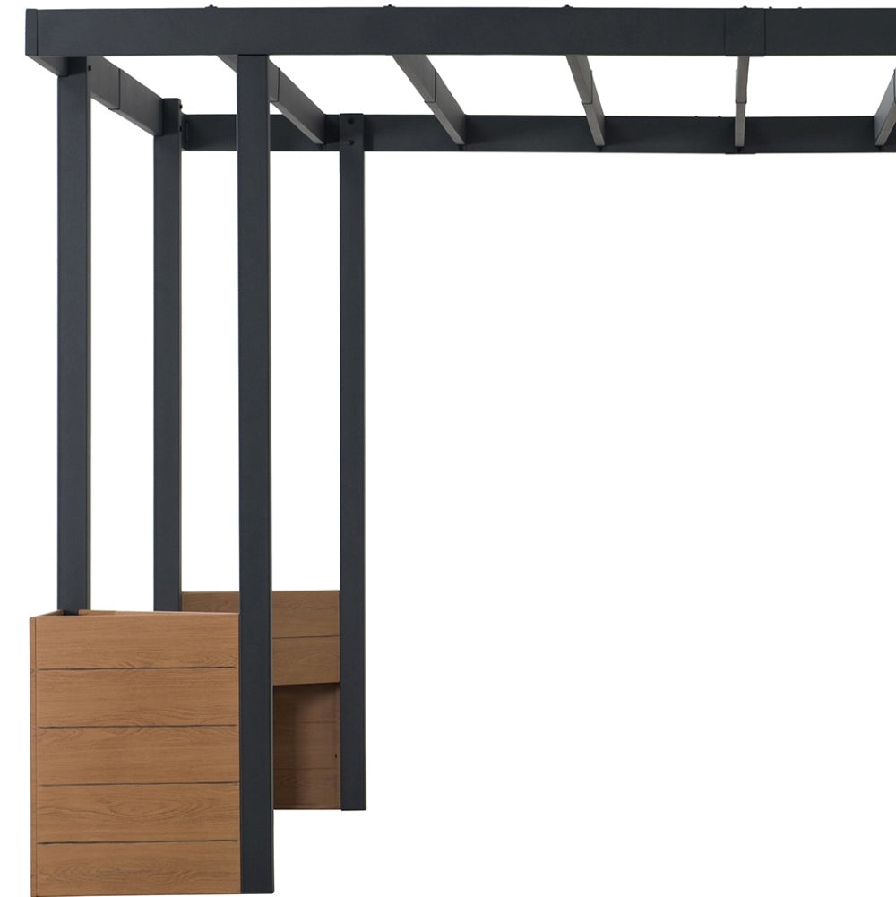 SUNJOY 10x12 Metal Garden Pergola Kit with Planters