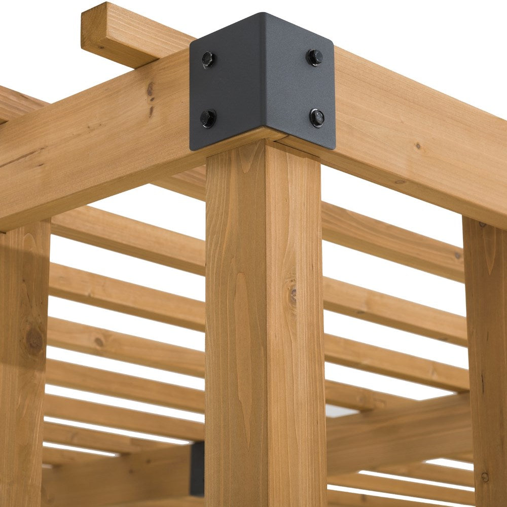SUNJOY 10x10 Wooden Pergola with Privacy Screen & Hanging Planters