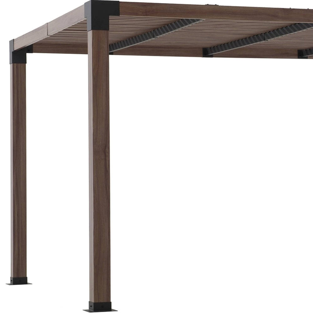 SUNJOY 10x12 Modern Metal Pergola Kit with Nature Wood Grain Finish