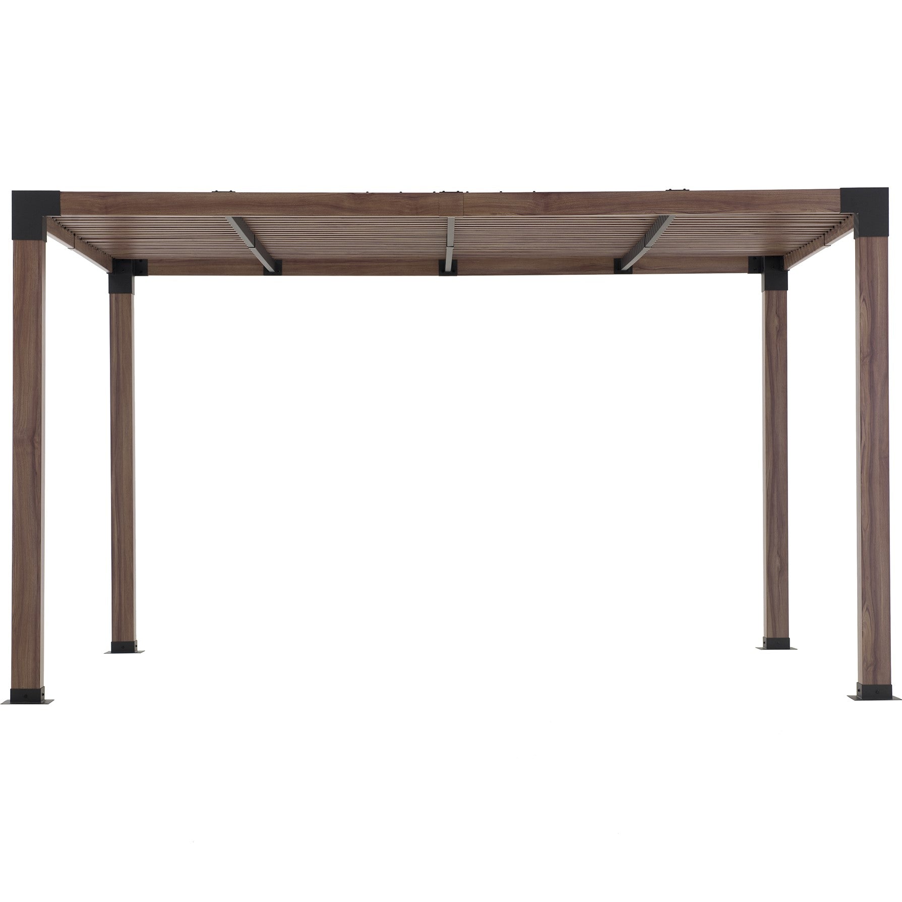 SUNJOY 10x12 Modern Metal Pergola Kit with Nature Wood Grain Finish