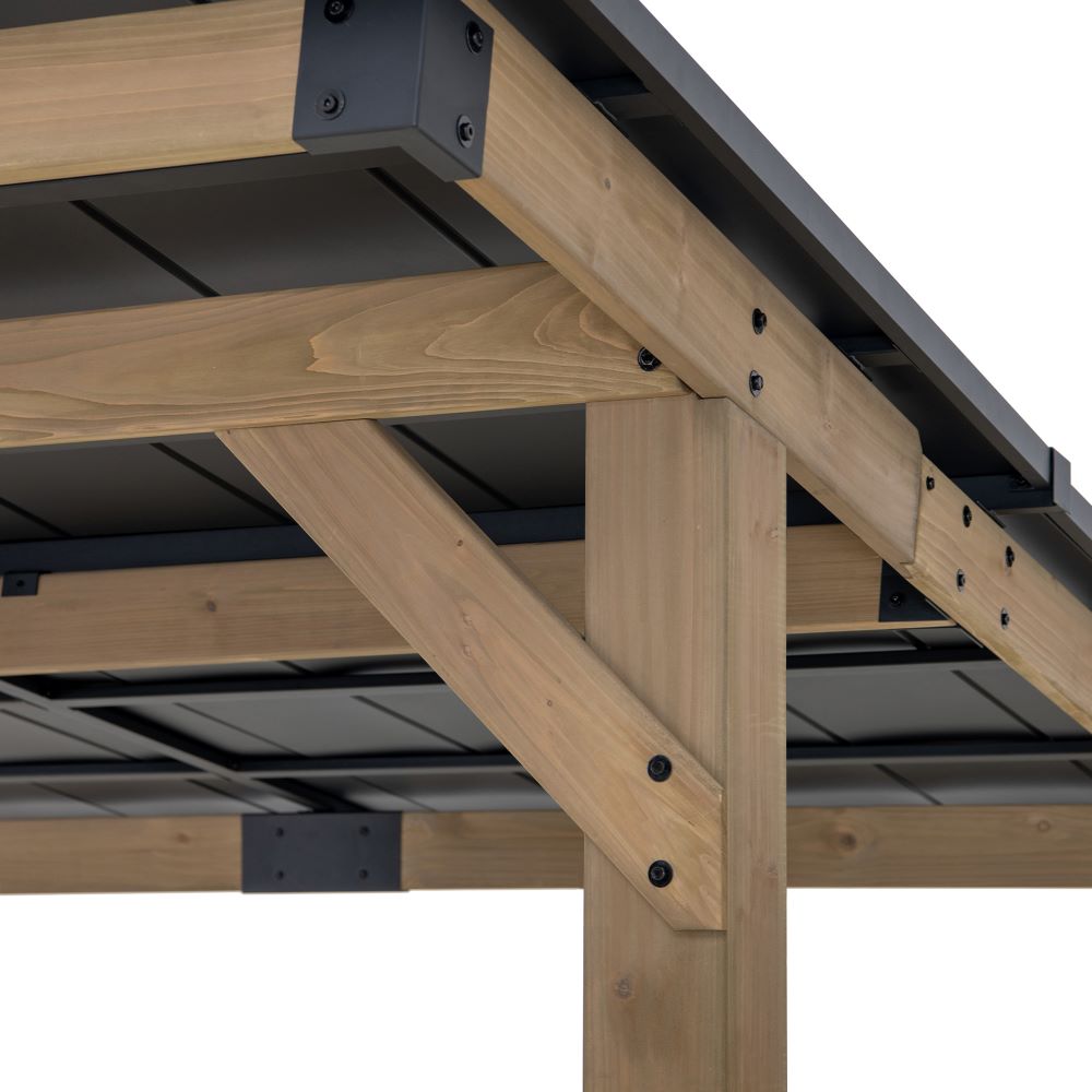 SUNJOY 10x12 Cedar Gazebo Pergola with Bar Shelves and Power Port