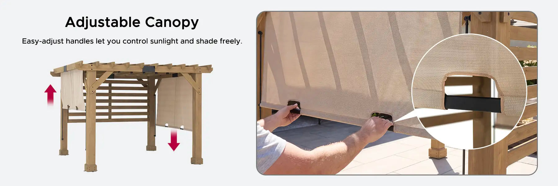 SUNJOY 10x11 Outdoor Wooden Hot Tub Pergola with Adjustable Canopy