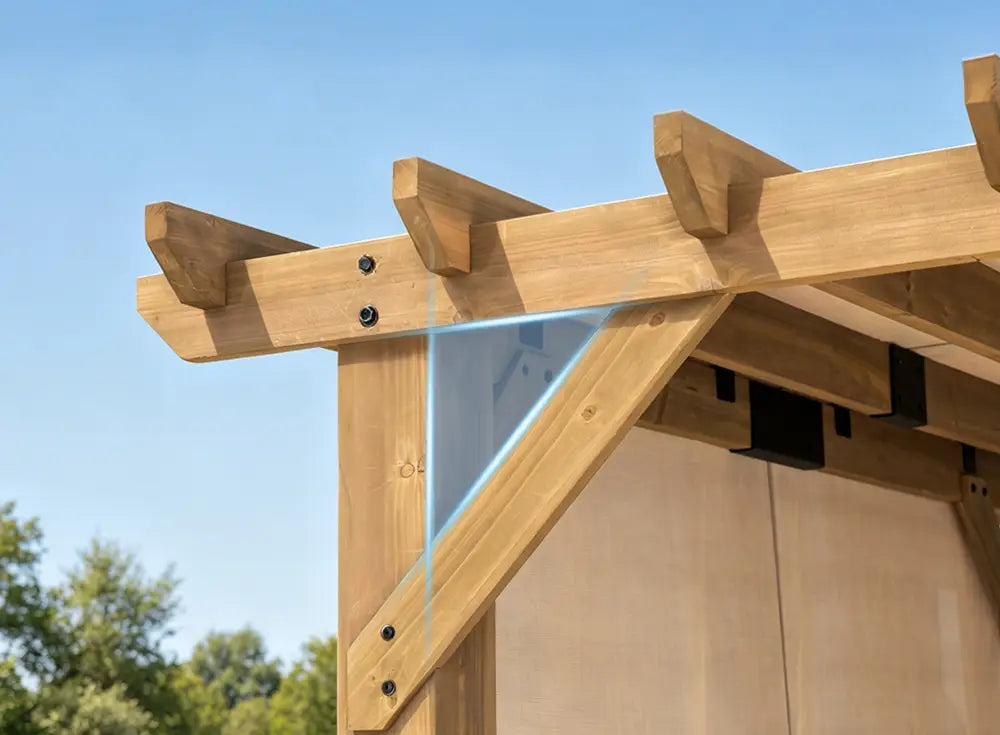 SUNJOY 10x11 Outdoor Wooden Hot Tub Pergola with Adjustable Canopy