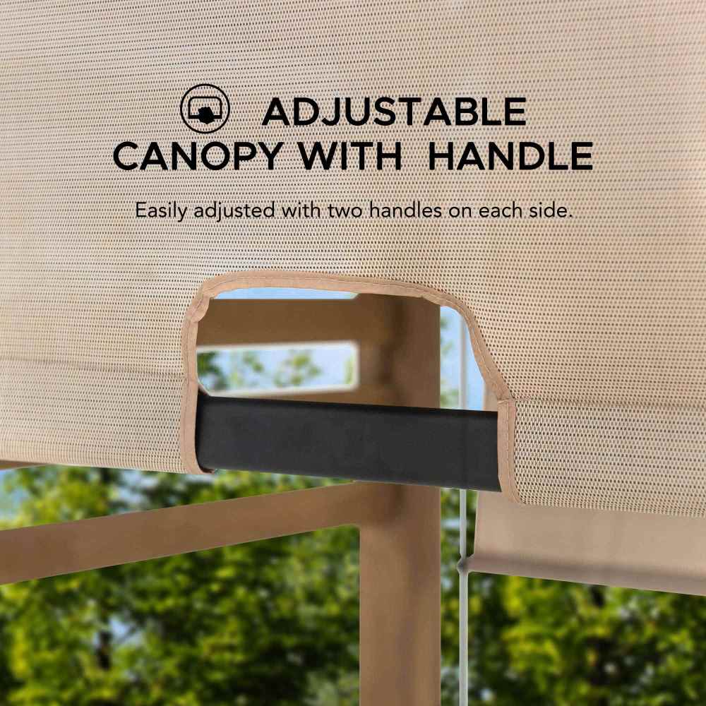 SUNJOY 10x11 Outdoor Wooden Hot Tub Pergola with Adjustable Canopy.