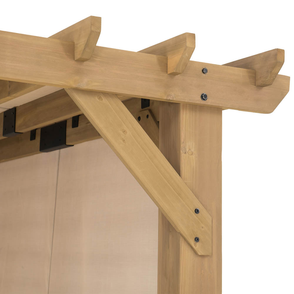 SUNJOY 10x11 Outdoor Wooden Hot Tub Pergola with Adjustable Canopy