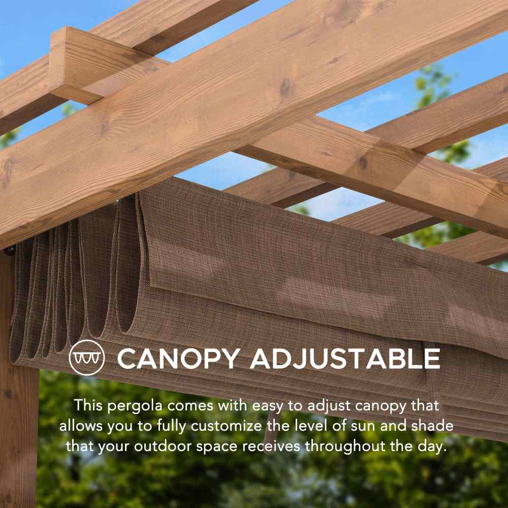 SUNJOY 11x13 Backyard Aluminum Pergola with Retractable Sling Canopy.