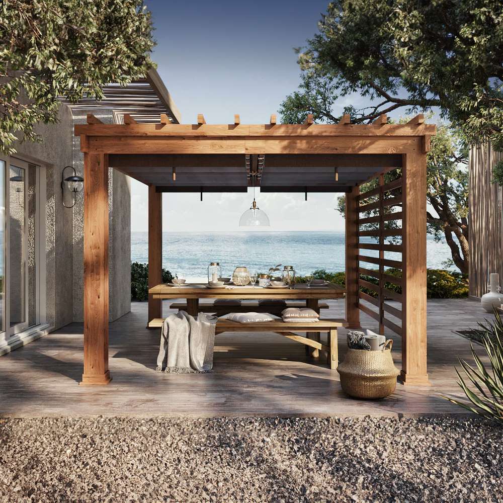 SUNJOY 11x13 Backyard Aluminum Pergola with Retractable Sling Canopy.