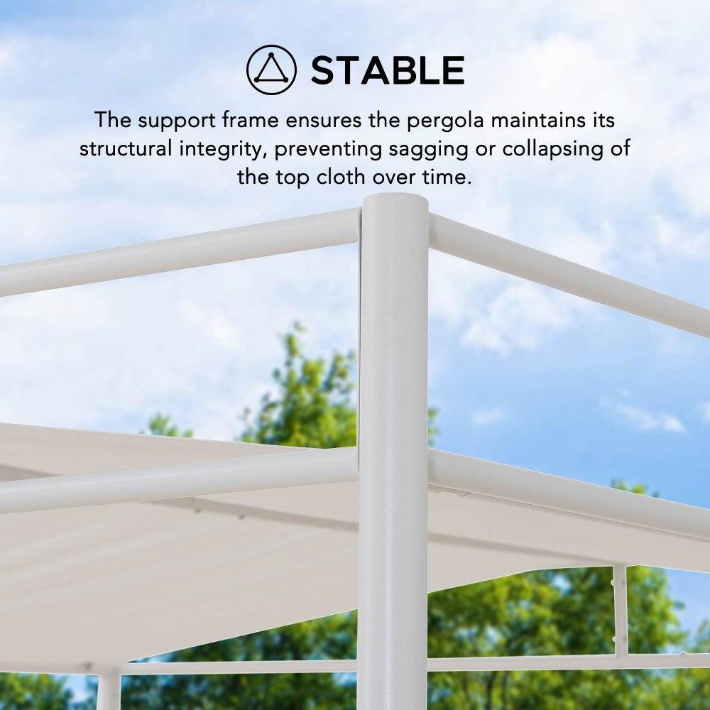 SUNJOY 10x10 Darkeford Metal Pergola with White Sling Fabric Canopy