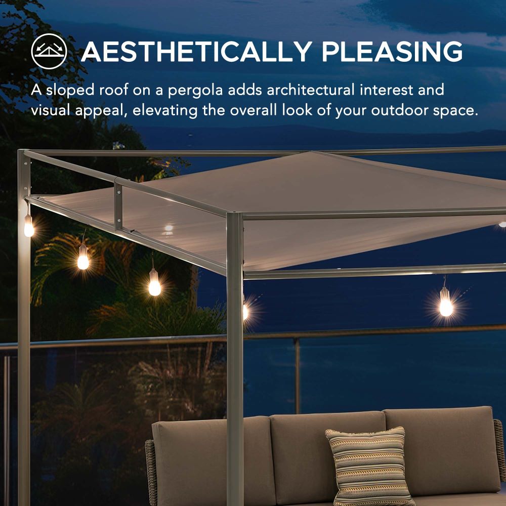 SUNJOY 10x10 Darkeford Metal Pergola with White Sling Fabric Canopy