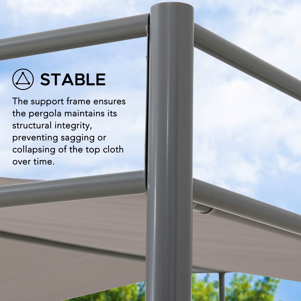 SUNJOY 10x10 Darkeford Metal Pergola with White Sling Fabric Canopy