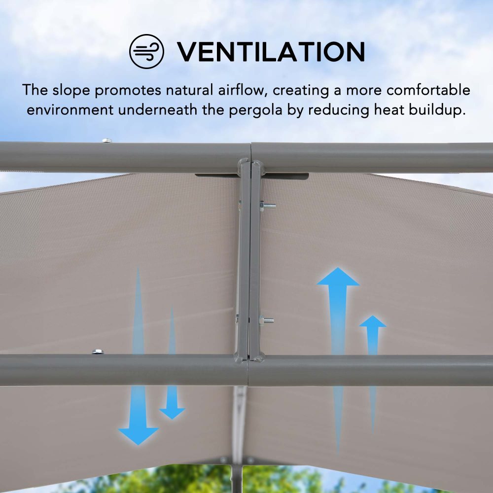 SUNJOY 10x10 Darkeford Metal Pergola with White Sling Fabric Canopy