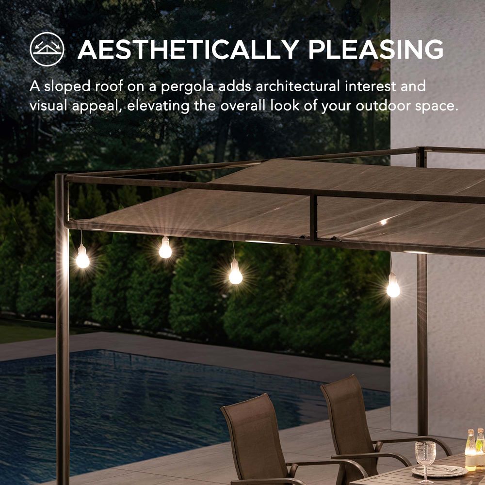 SUNJOY 10x10 Darkeford Metal Pergola with White Sling Fabric Canopy