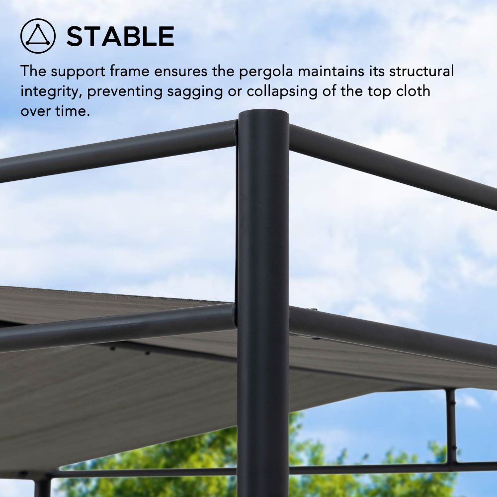 SUNJOY 10x10 Darkeford Metal Pergola with White Sling Fabric Canopy