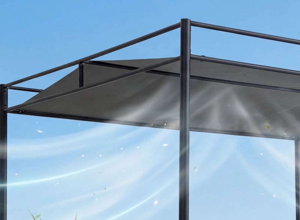 SUNJOY 10x10 Darkeford Metal Pergola with Sling Fabric Canopy - Black