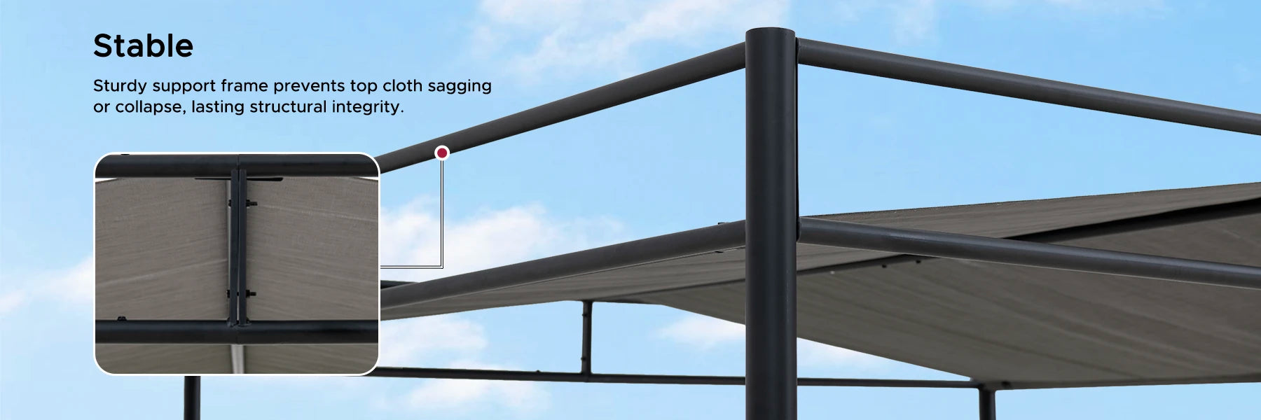 SUNJOY 10x10 Darkeford Metal Pergola with Sling Fabric Canopy - Black