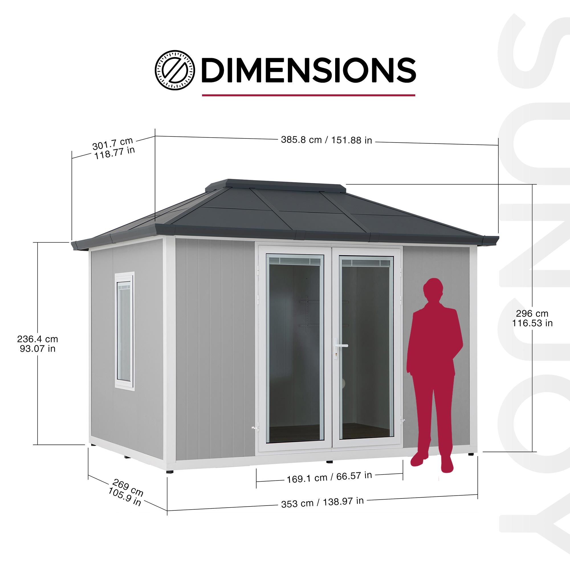 BEYOND SHED 10x12.6 Backyard Office Shed with Floors, Windows, and Lockable Doors.