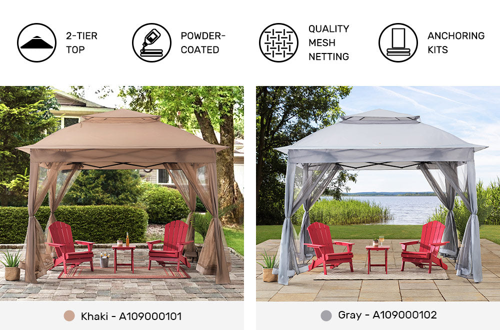 SUNJOY 11x11 Pop Up Gazebo Tent with Netting and Carry Bag