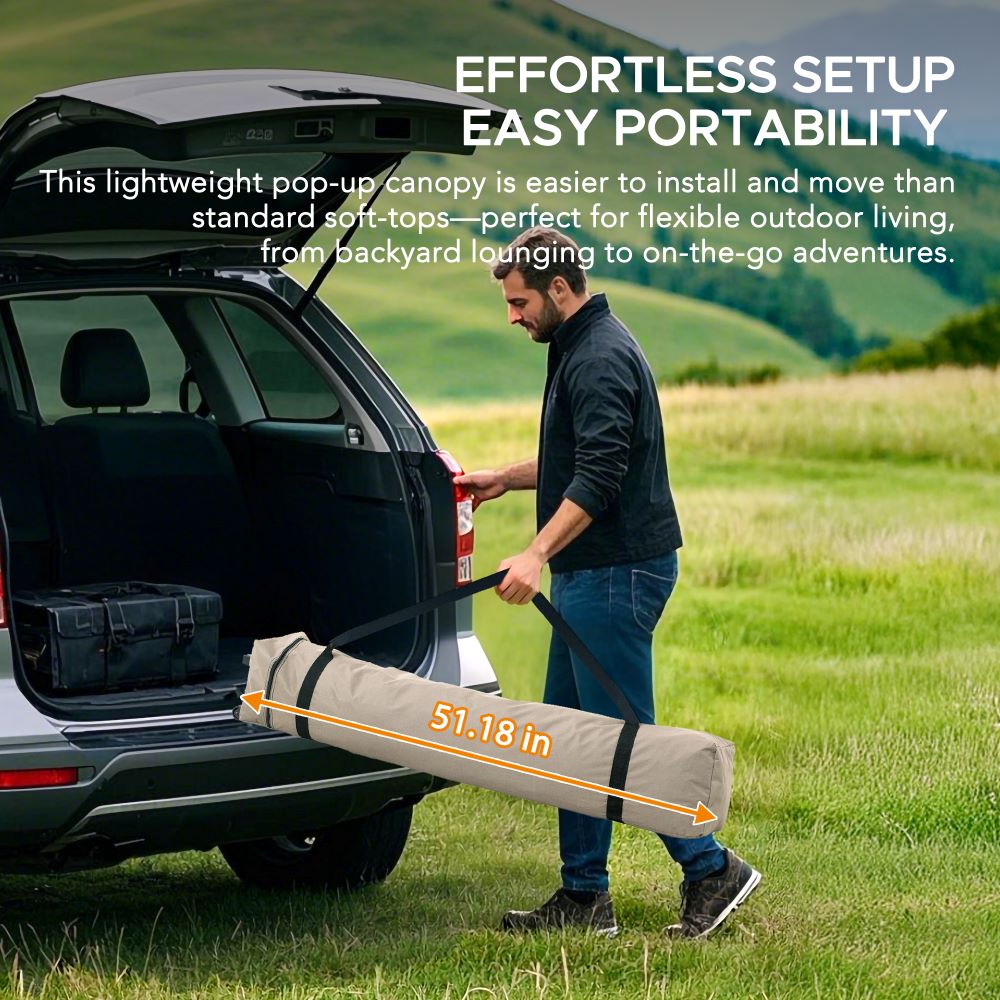 SUNJOY 11x11 Pop Up Gazebo Tent with Netting and Carry Bag - Khaki