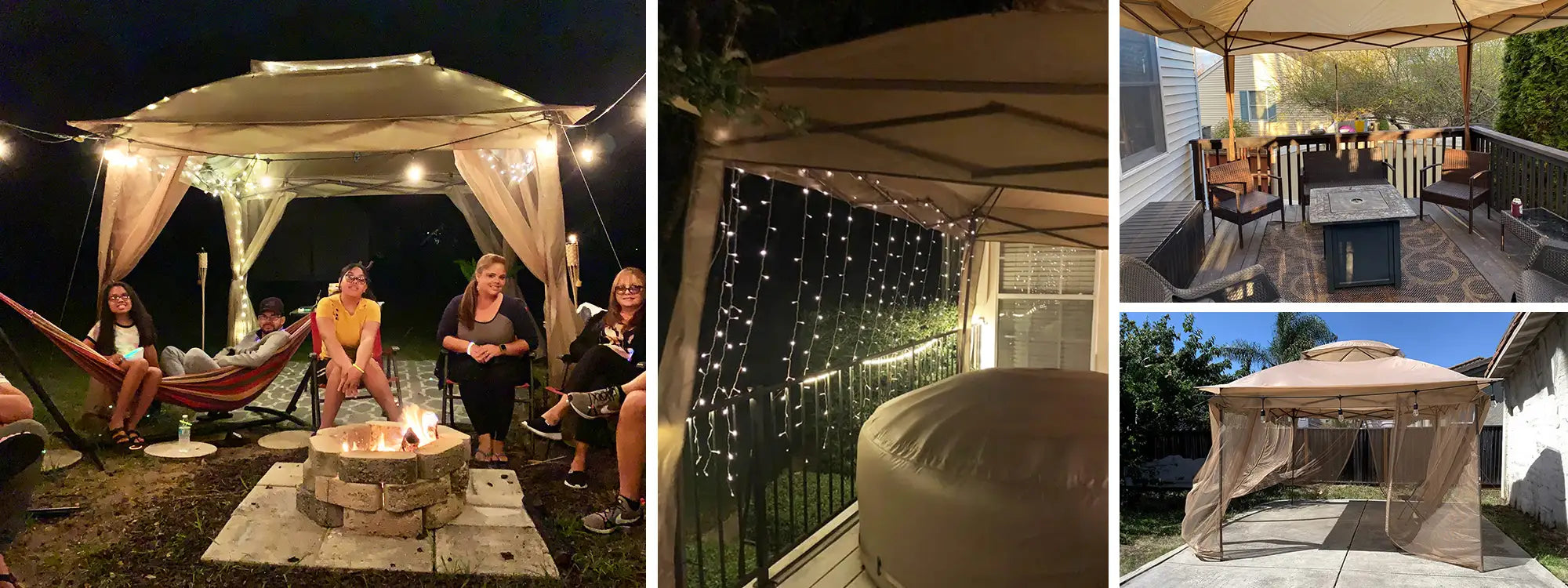 SUNJOY 11x11 Pop Up Gazebo Tent with Netting and Carry Bag - Khaki