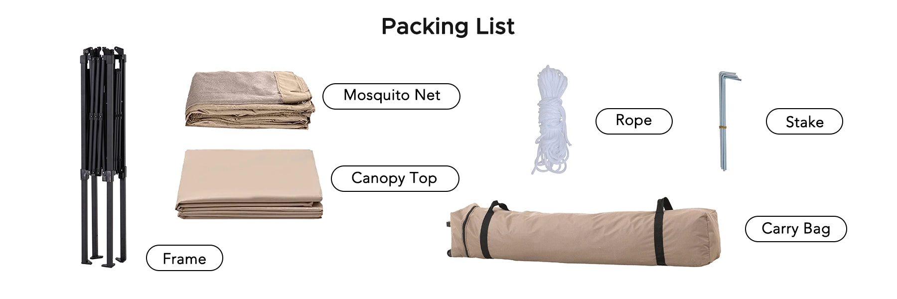 SUNJOY 11x11 Pop Up Gazebo Tent with Netting and Carry Bag - Khaki