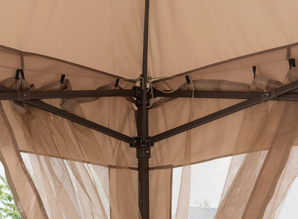 SUNJOY 11x11 Pop Up Gazebo Tent with Netting and Carry Bag - Khaki