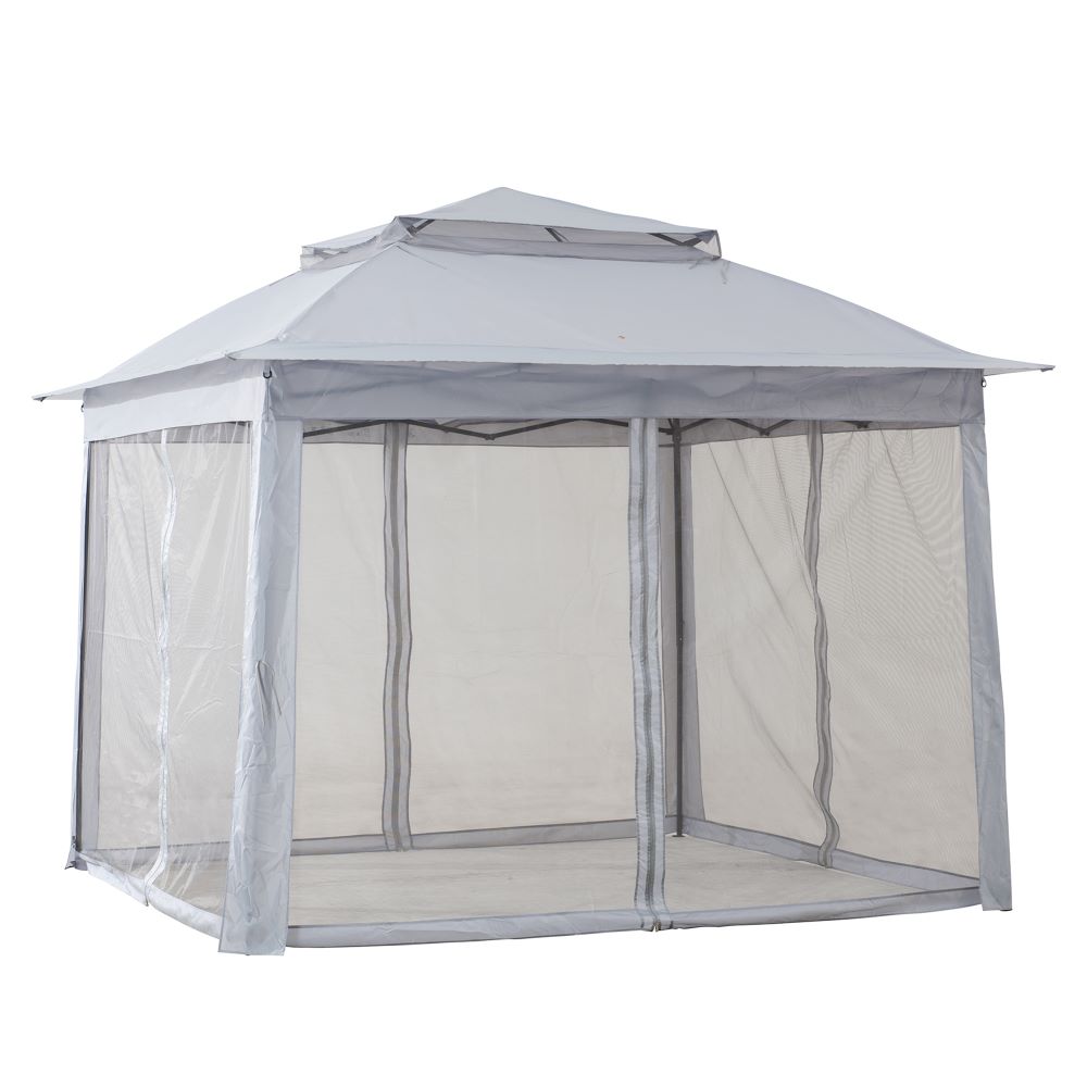 SUNJOY 11x11 Pop Up Gazebo Tent with Netting and Carry Bag - Grey