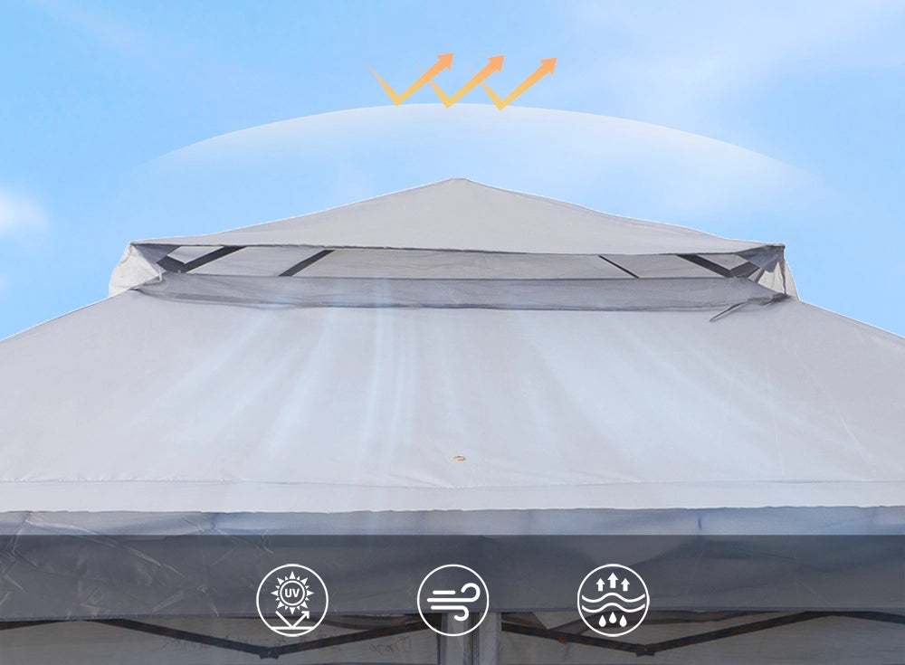 SUNJOY 11x11 Pop Up Gazebo Tent with Netting and Carry Bag - Light Gray