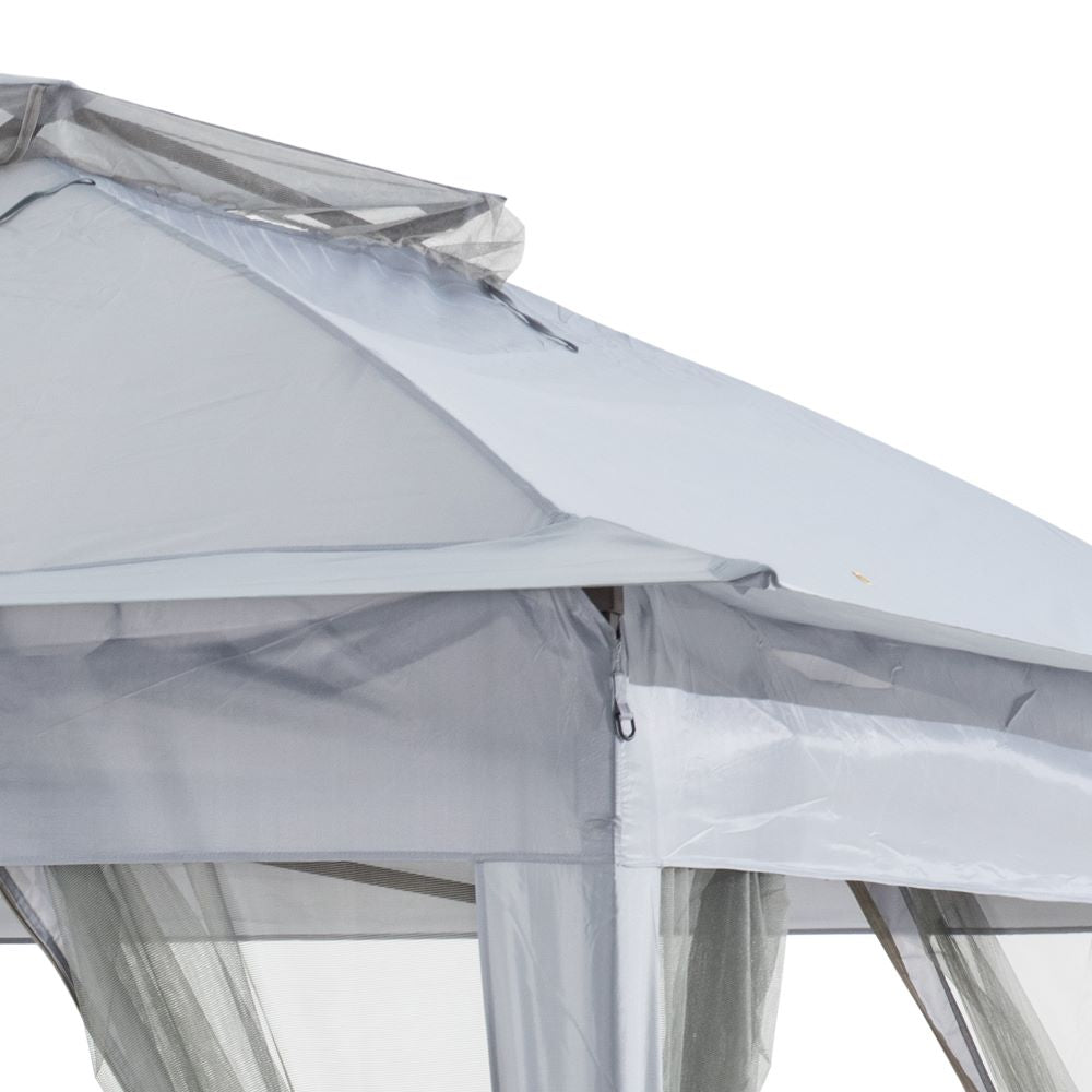 SUNJOY 11x11 Pop Up Portable Gazebo with Solar LED Lights and Netting - Gray