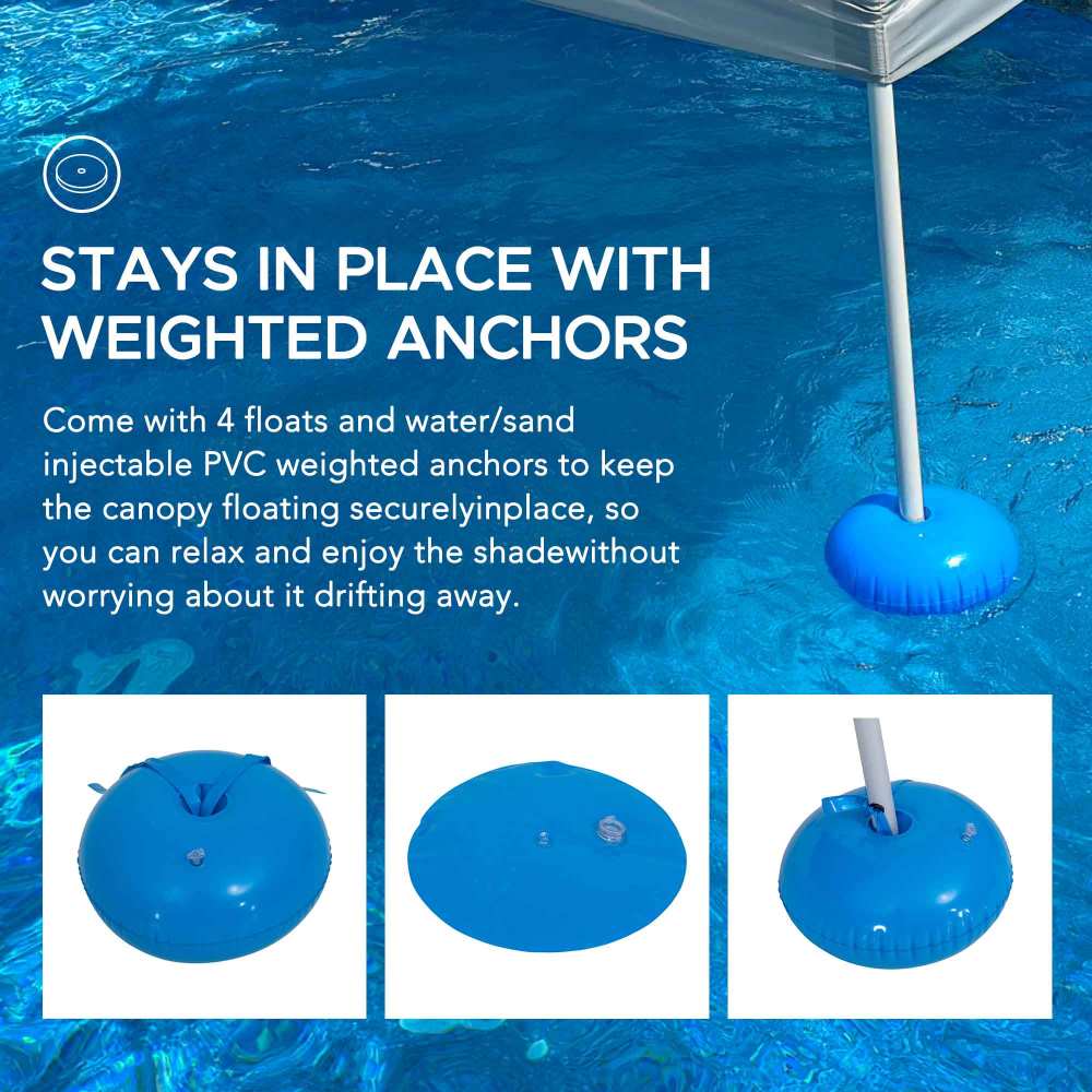 SUNJOY 10x10 Floating Pool Gazebo with PVC Floats and Carry Bag.