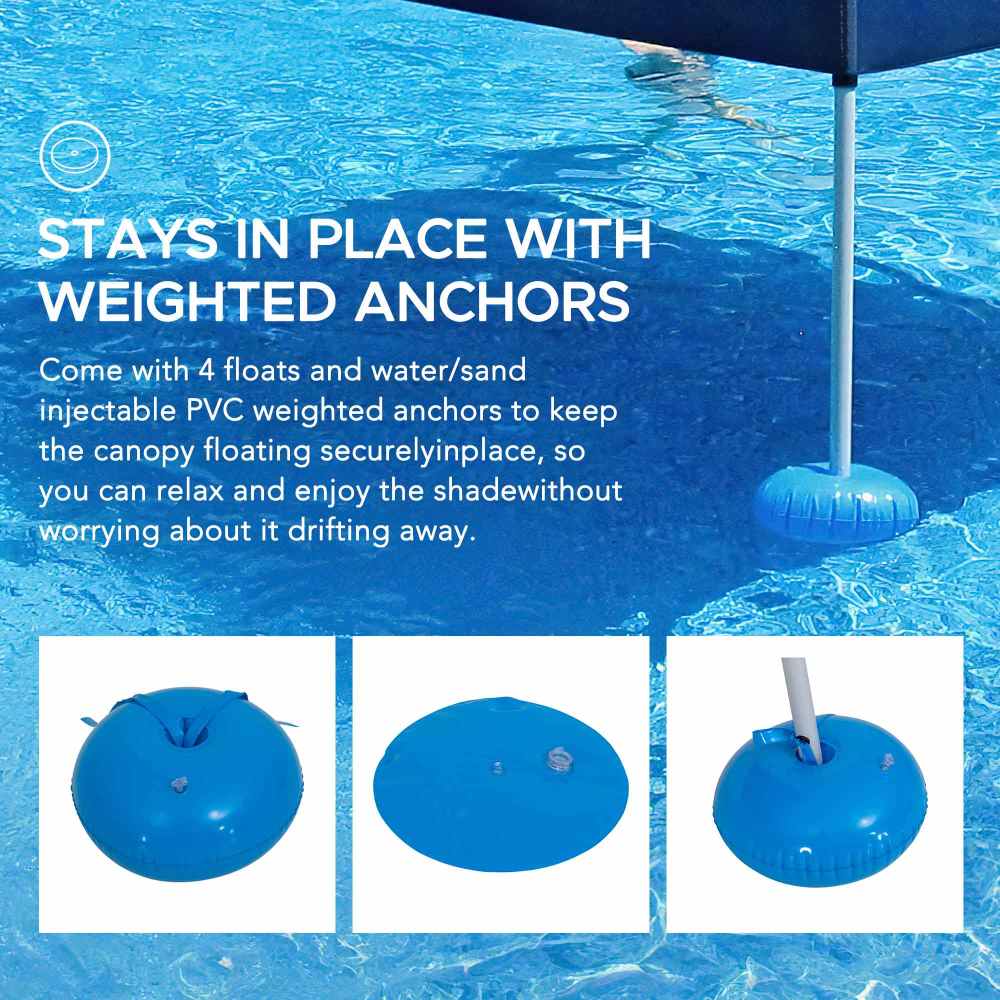 SUNJOY 10x10 Floating Pool Gazebo with PVC Floats and Carry Bag - Navy