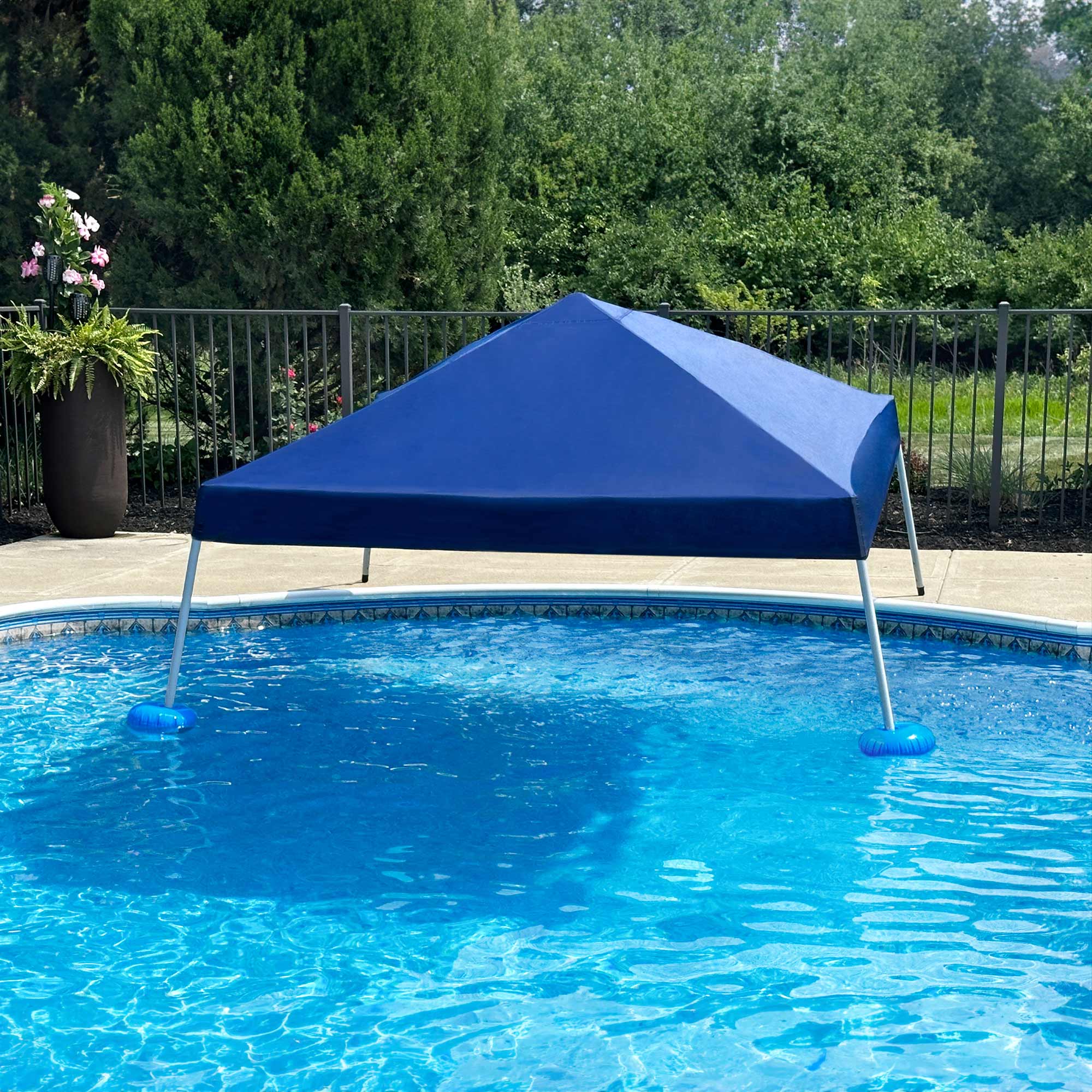 SUNJOY 10x10 Floating Pool Gazebo with PVC Floats and Carry Bag - Navy