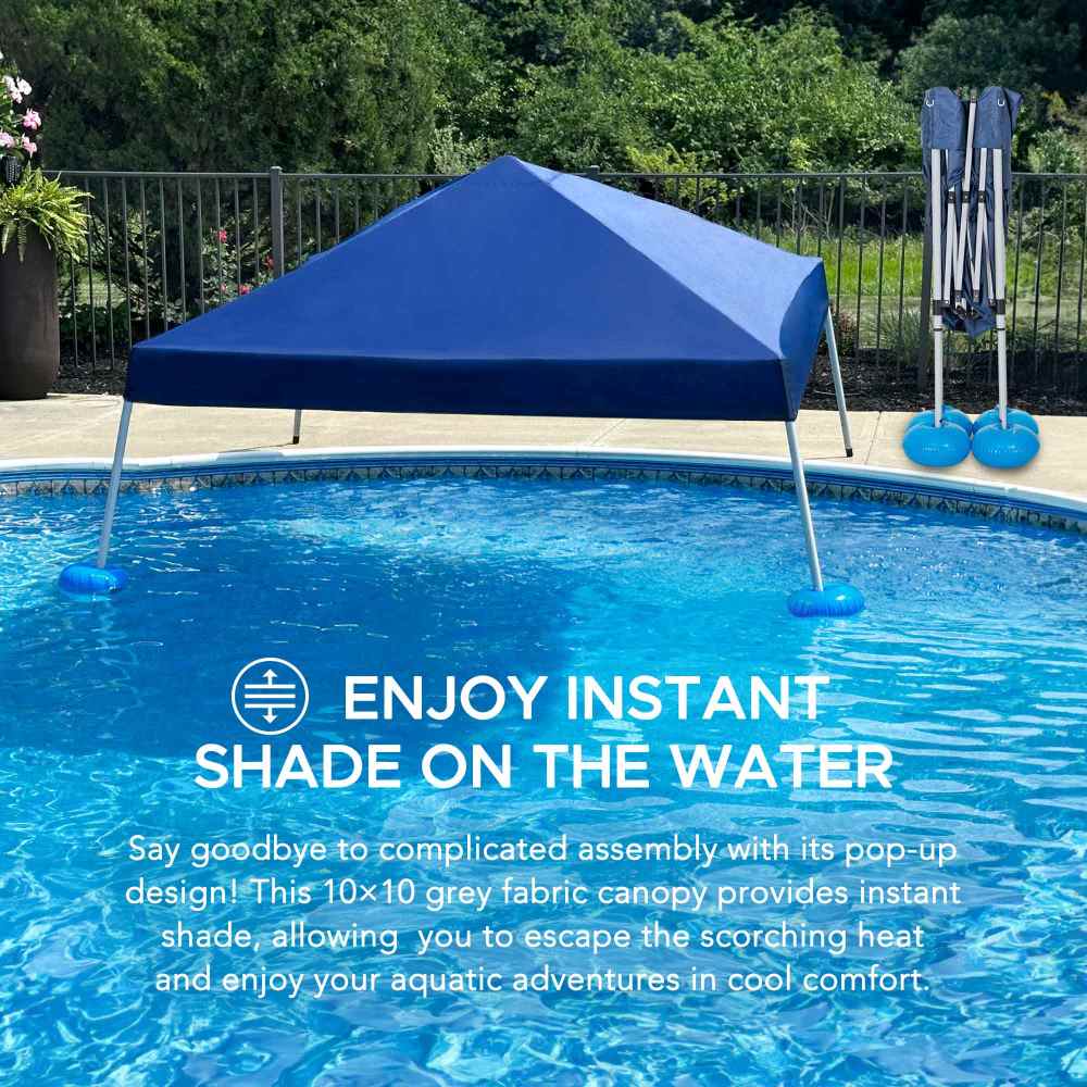 SUNJOY 10x10 Floating Pool Gazebo with PVC Floats and Carry Bag - Navy