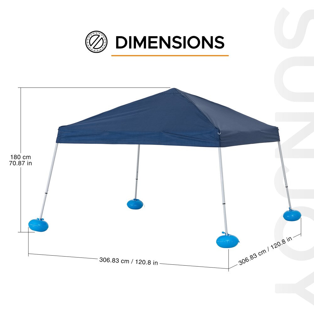 SUNJOY 10x10 Floating Pool Gazebo with PVC Floats and Carry Bag - Navy