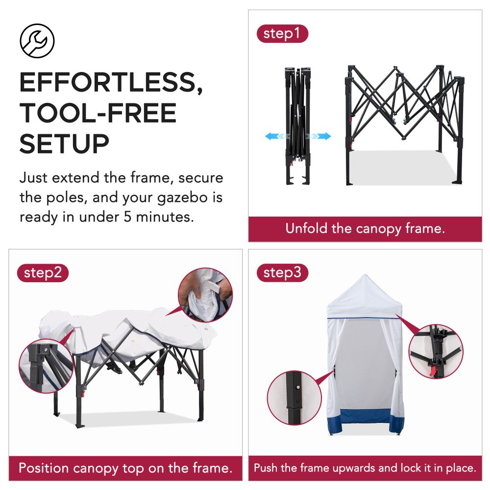 SUNJOY 4x4 Pop-Up Canopy Tent, Outdoor Tool-Free Pop-Up Gazebo with Sidewalls - Navy