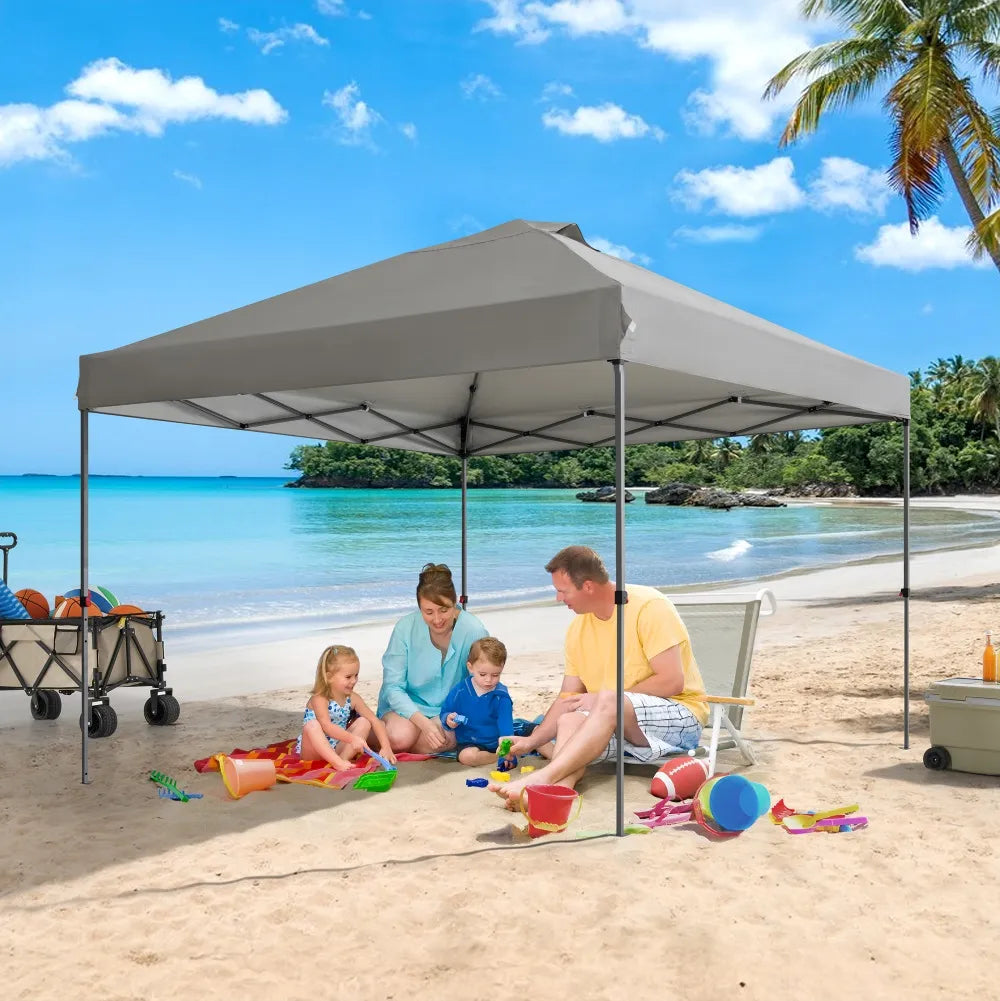 SUNJOY 10x10 Pop Up Gazebo Canopywith Detachable LED Light and Carry bag - Gray