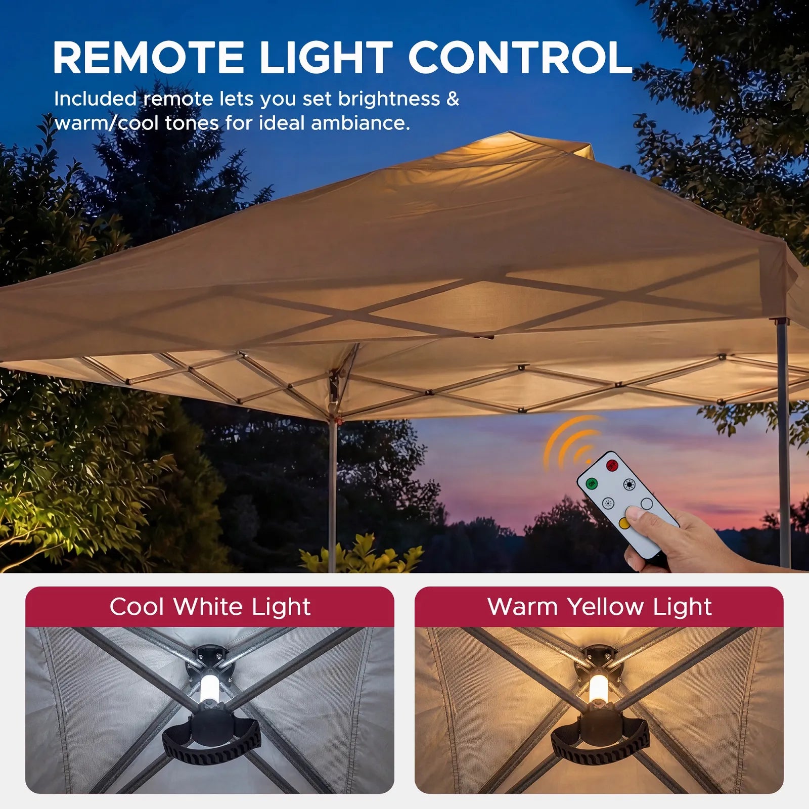 Solis Glow Instant Gazebo, 10×10 - Desert Taupe