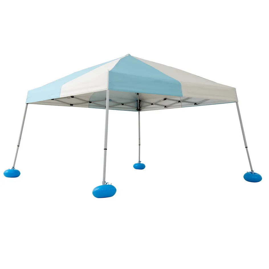 SUNJOY 10x10 Floating Pool Gazebo with PVC Floats and Carry Bag - Gray & Light Blue