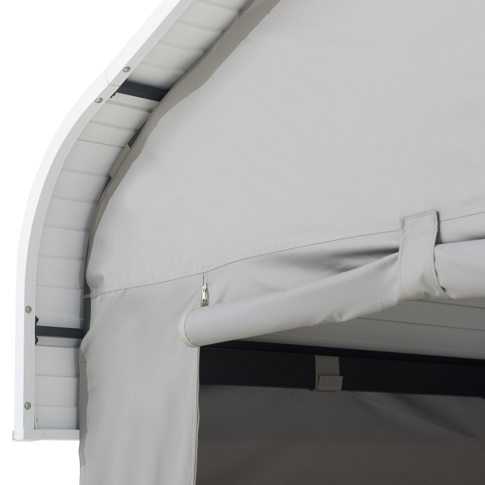SUNJOY 12x20 Enclosed Carport Kit Metal Roof Gazebo with Fabric Cover