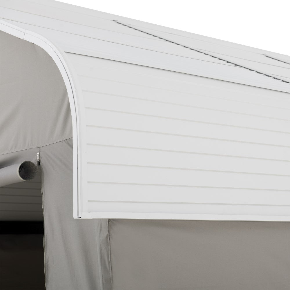 SUNJOY 12x20 Enclosed Carport Kit Metal Roof Gazebo with Fabric Cover