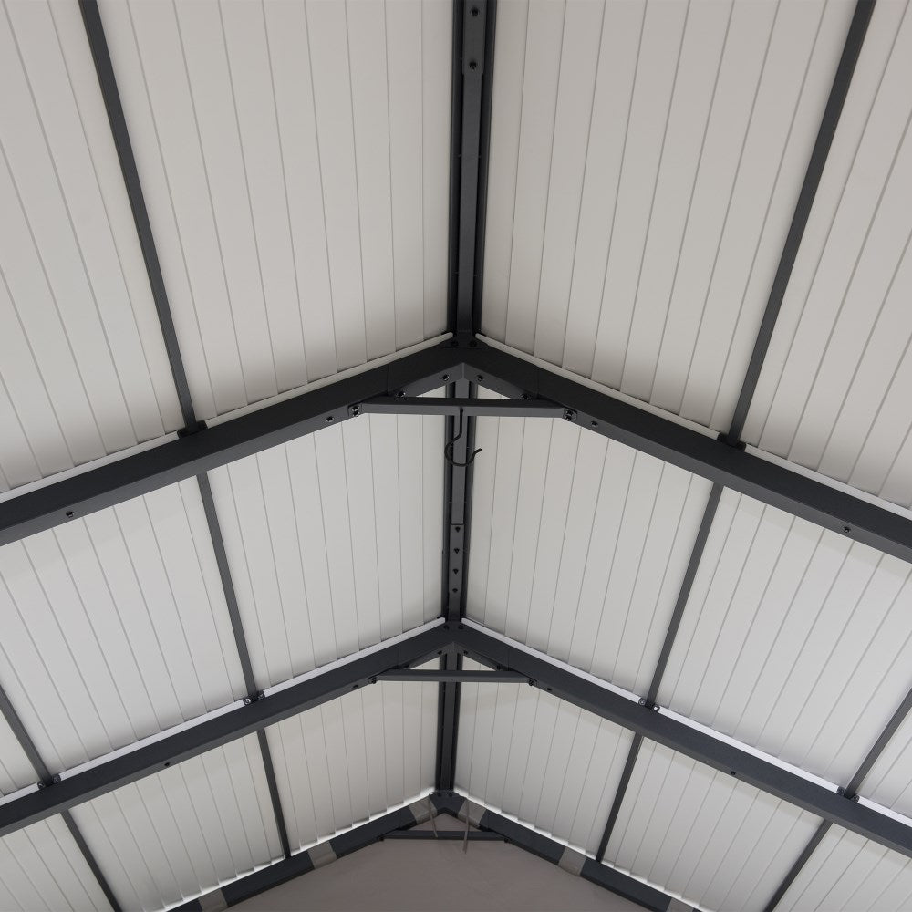 SUNJOY 12x20 Enclosed Carport Kit Metal Roof Gazebo with Fabric Cover