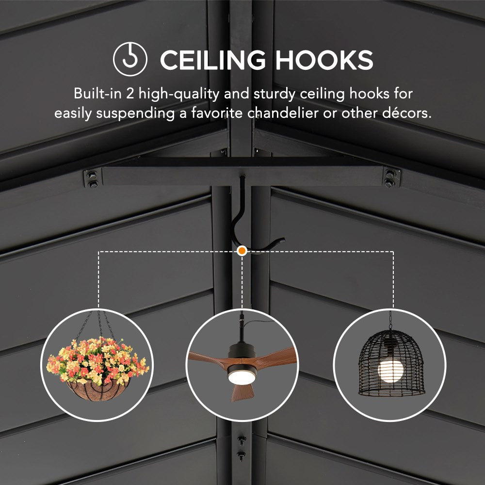 SUNJOY 20x14 Steel Carport Sturdy Gazebo with 2 Ceiling Hooks.