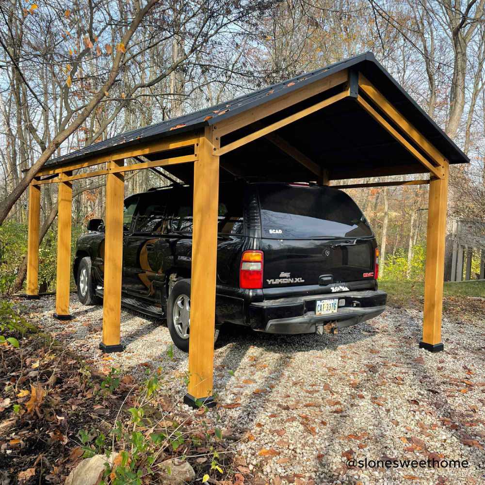 SUNJOY 11x20 Wood Carport Gazebo Kits with Ceiling Hooks.