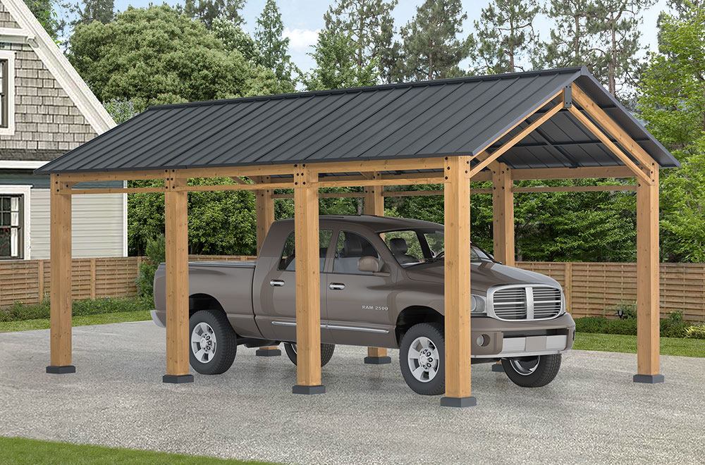 SUNJOY 11x20 Wood Carport Gazebo Kits with Ceiling Hooks & SUNJOY 11x20 Wood Carport Gazebo Kits with Ceiling Hooks - Standard