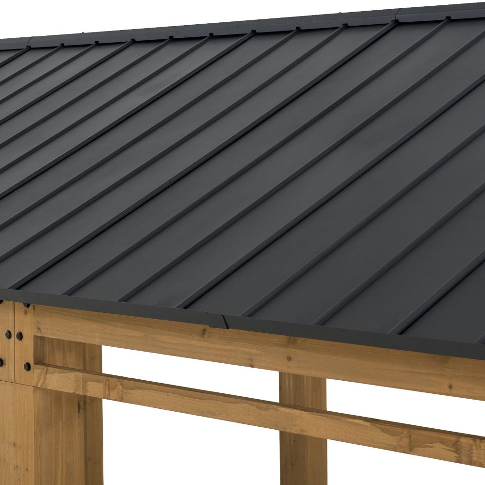 SUNJOY 11x20 Wood Carport Gazebo Kits with Ceiling Hooks