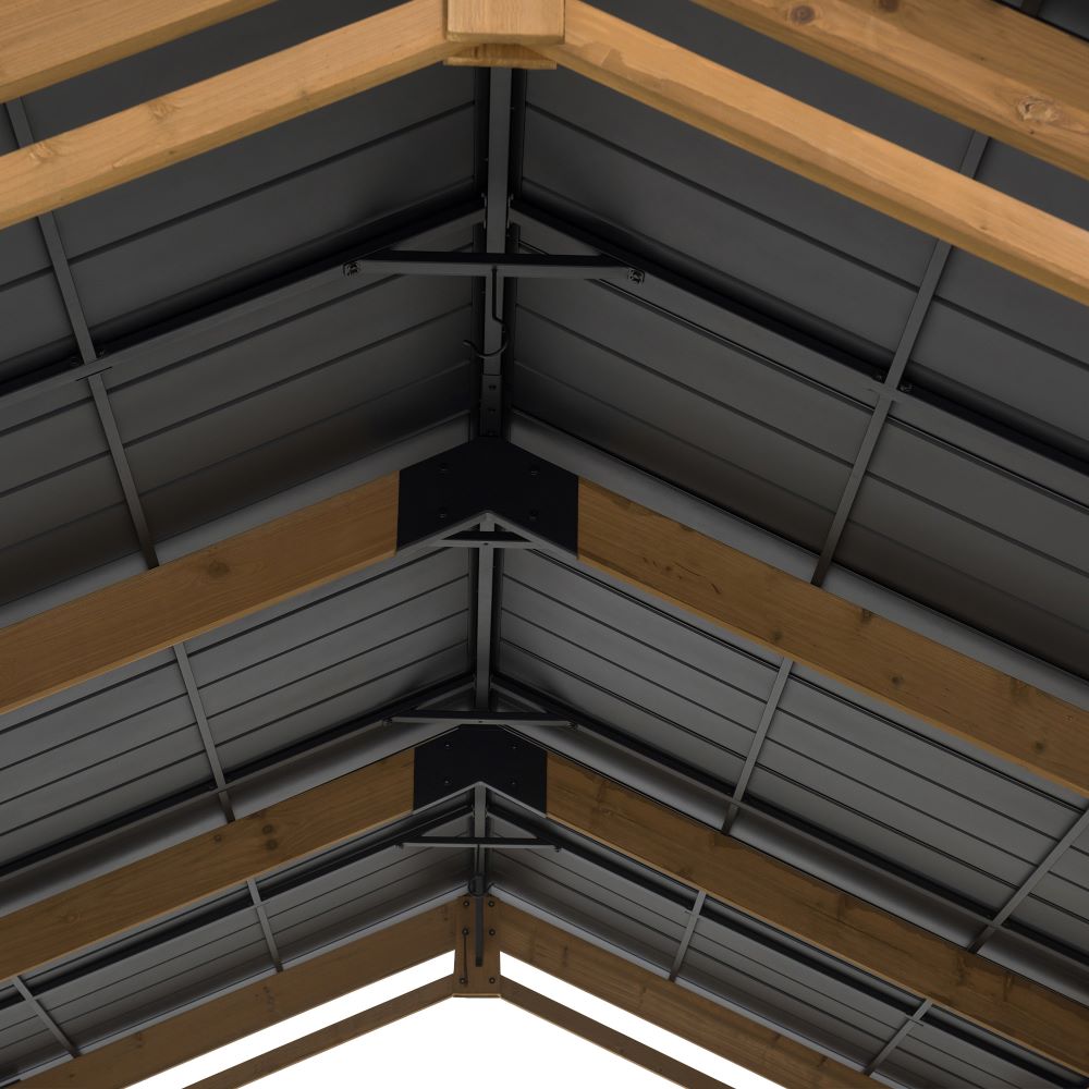 SUNJOY 11x20 Wood Carport Gazebo Kits with Ceiling Hooks