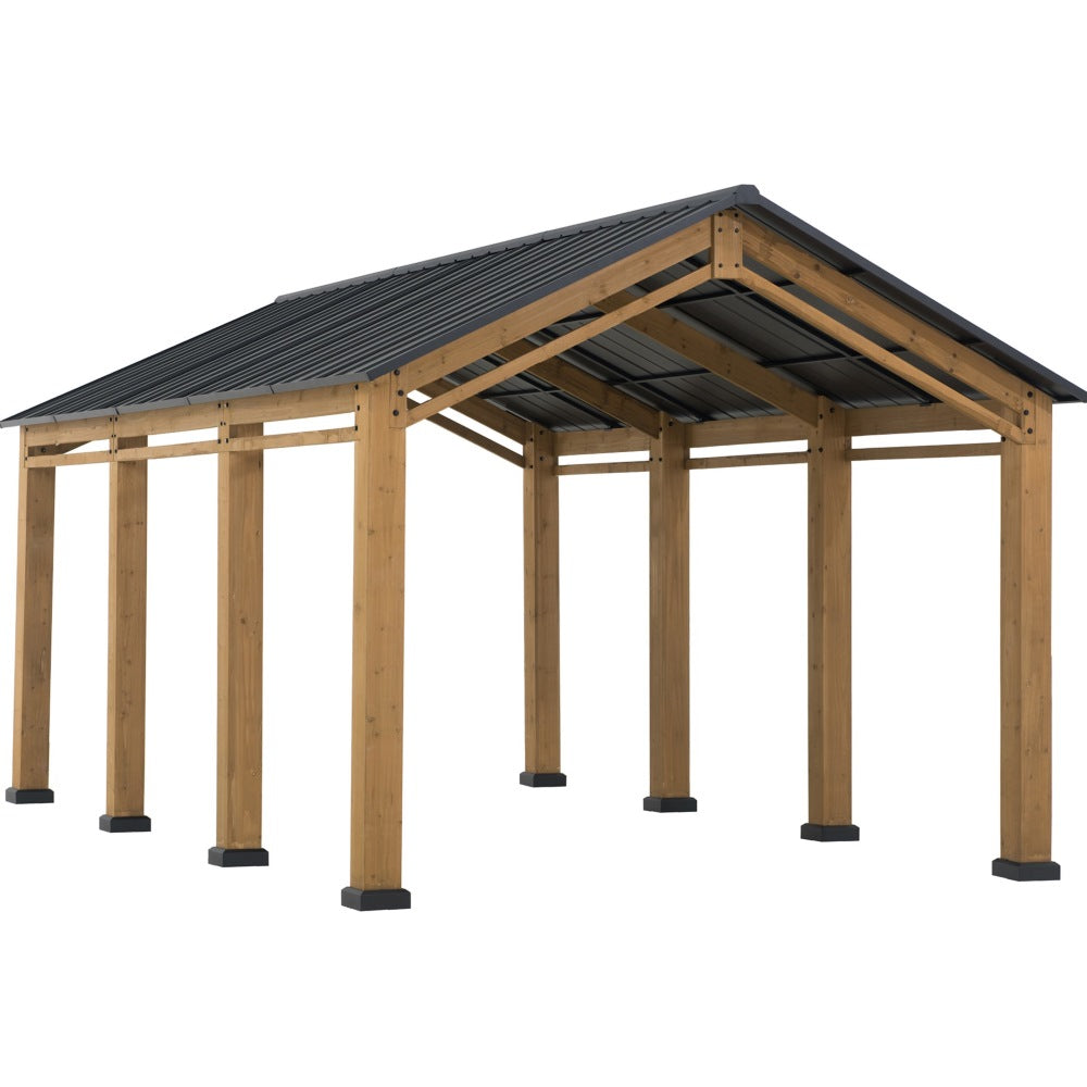 SUNJOY 11x20 Wood Carport Gazebo Kits with Ceiling Hooks